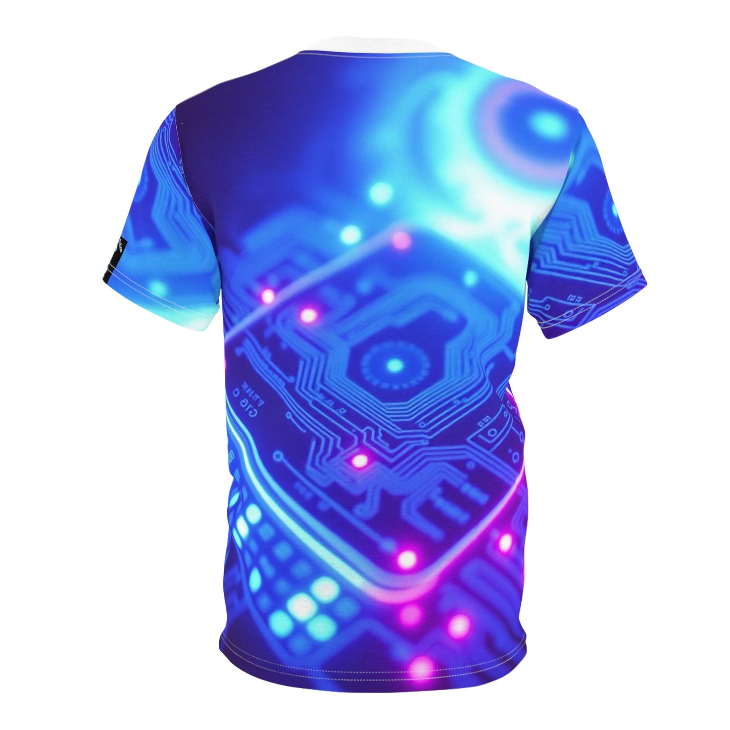 'Genesis' by Mystery Potion Vibrant Tech-Inspired Unisex Tee, AOP Graphic T-Shirt, Unique Cyberpunk Shirt, Trendy Gamer Apparel, Digital Art Fashion Shirt