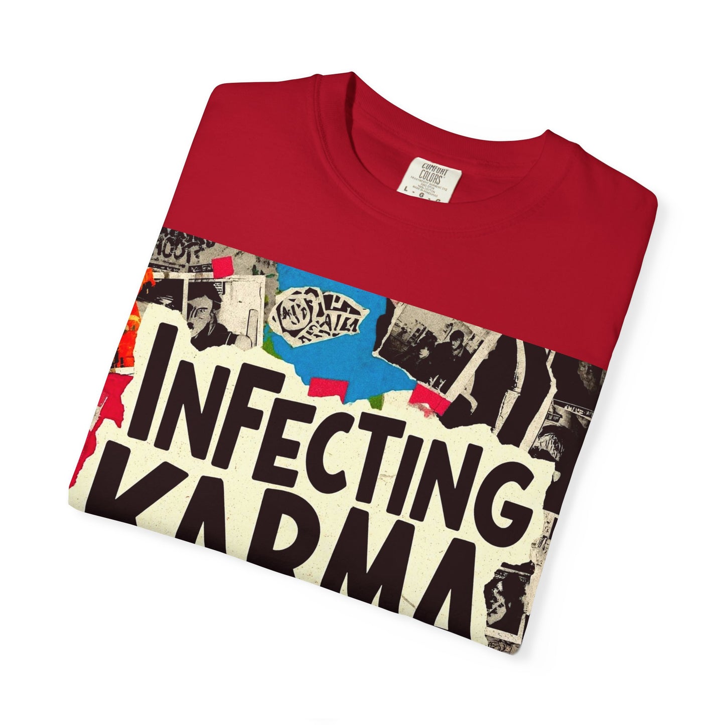 'Infecting Karma' by Mystery Potion,  Mystical Vibes T-shirt Design - Summer Casual Wear, Gift for Friends, Festival Apparel, Unique Statement Tee