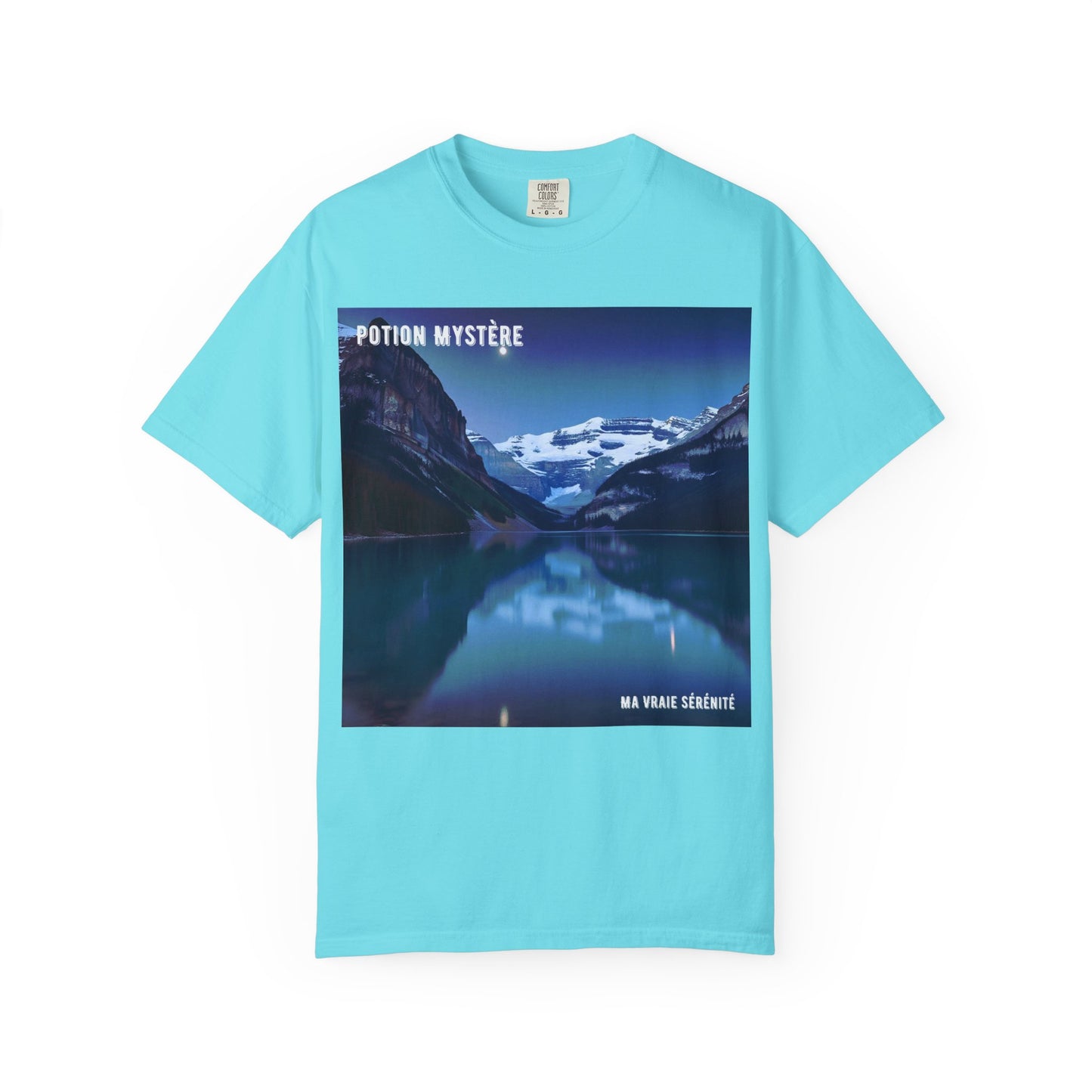 Mystical Lake Louise T-Shirt, Unisex Garment-Dyed Tee, Nature Lover Gift, Serenity in Adventure Apparel, Travel Fashion, Cool Summer Shirt