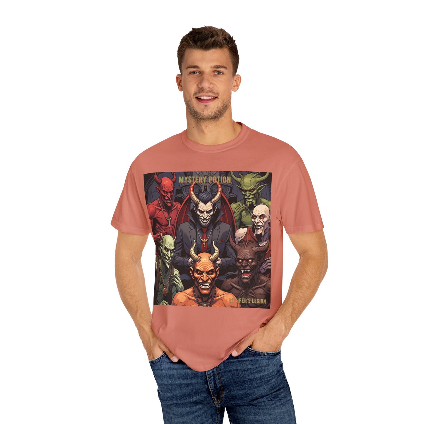'Lucifer's Legion' by Mystery Potion, Unisex T-Shirt, Devil-Inspired Tee, Halloween Shirt, Comic Book Merch, Gift for Fans