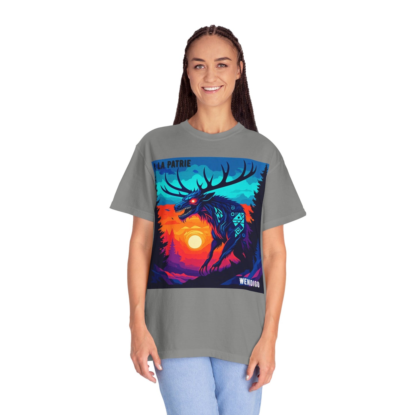 'Wendigo' par M. La Patrie, Vibrant First Nations Style Graphic T-Shirt, Unique Art Tee for Nature Lovers, Gift for Halloween, Cozy Casual Wear, Unisex Shirt