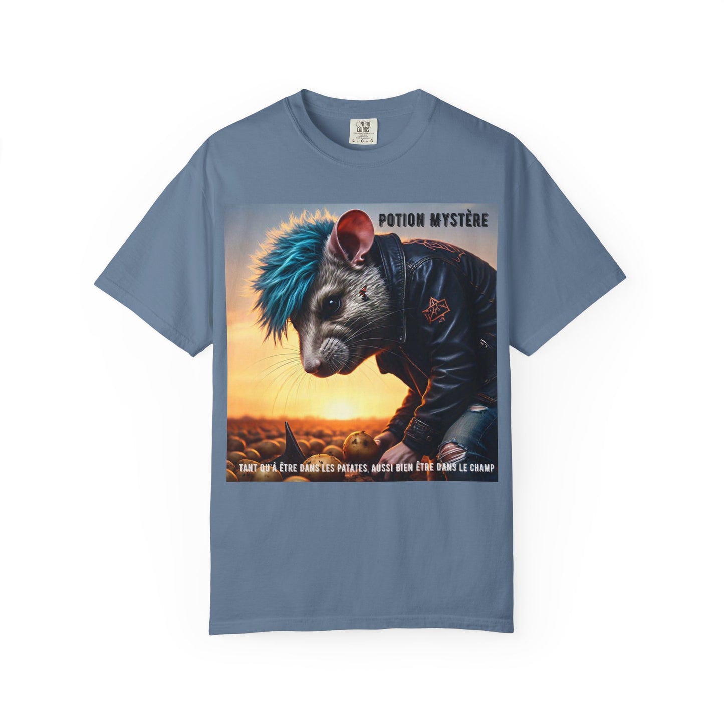 Mystical Punk Rat Toiling The Field Graphic T-Shirt | Unisex, Art Tee, Unique Animal Print, Gift for Animal Lovers, Casual Wear