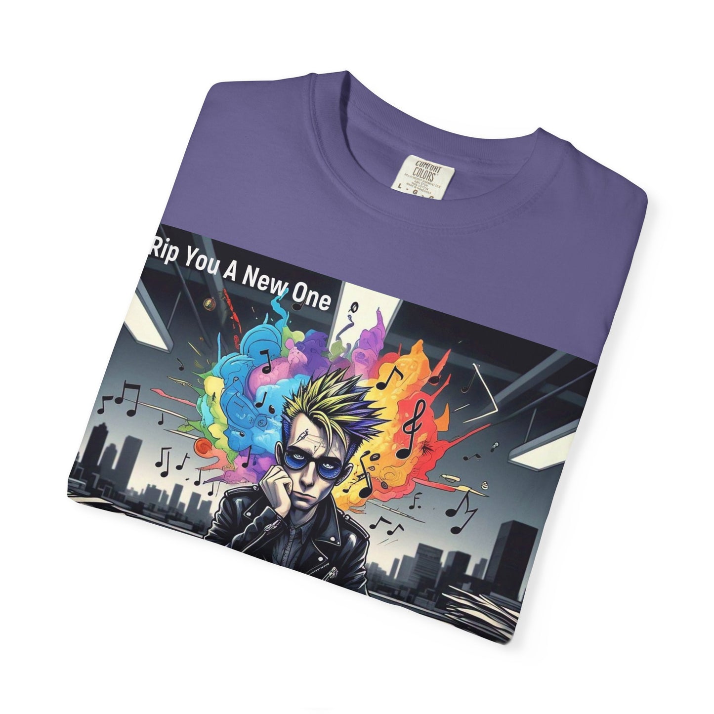 Colorful Creative T-Shirt - Rip You A New One Graphic Tee, Unisex Design for Artists, Music Lovers, Gift for Holidays, Casual Wear