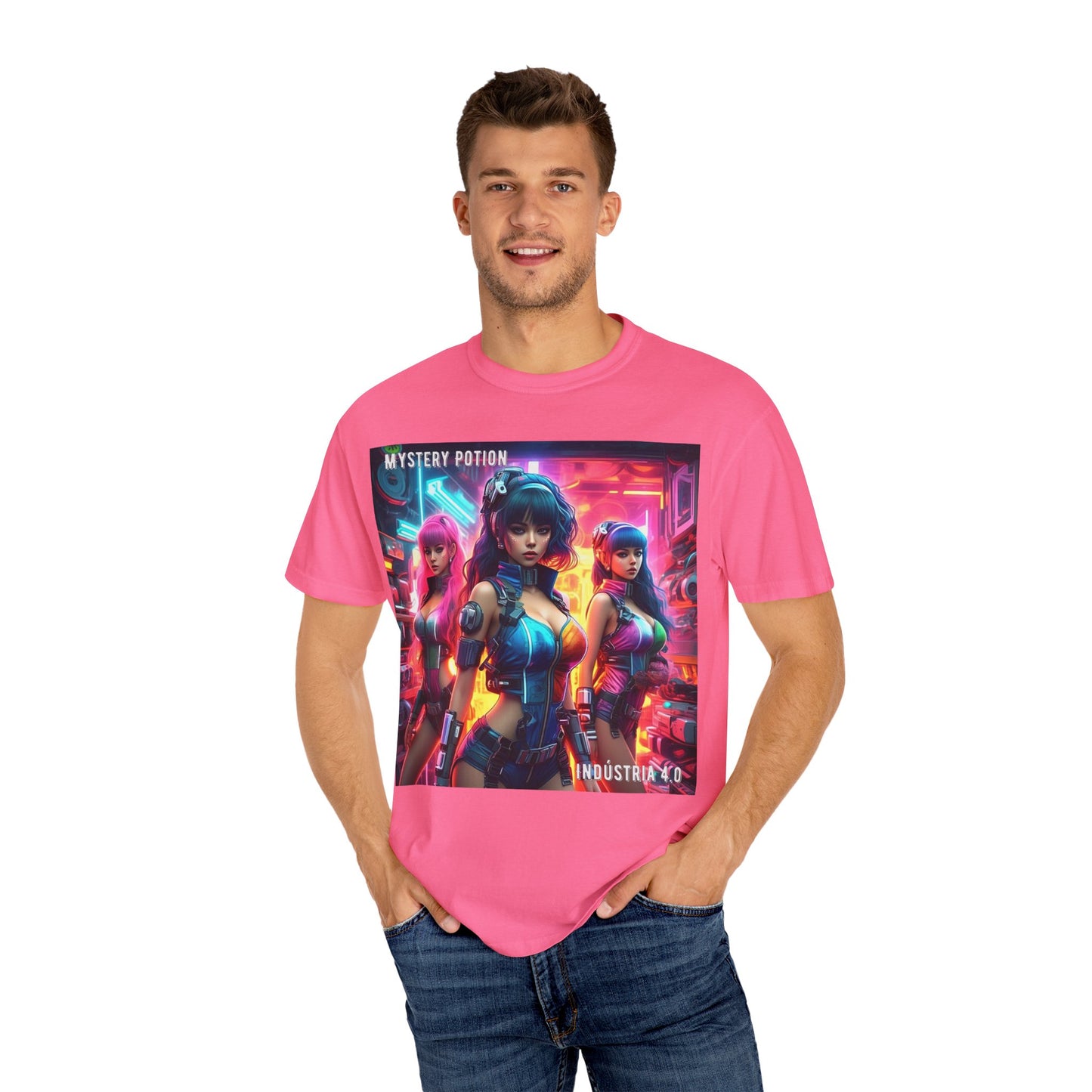 'Indústria 4.0' by Mystery Potion Unisex Garment-Dyed T-shirt, Cyberpunk T-shirt, Gamer Apparel, Unique Graphic Tee, Gift for Fans