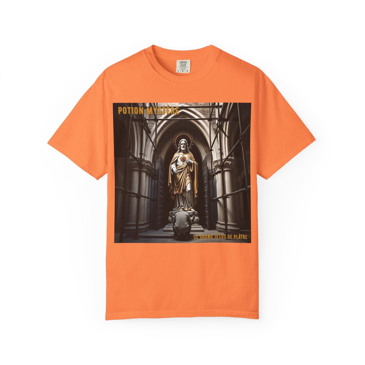 Mystical Potion Jesus Statue T-Shirt - Unisex, Relaxed Fit, Perfect for Festivals, Gifts, Everyday Wear, Unique Art Design