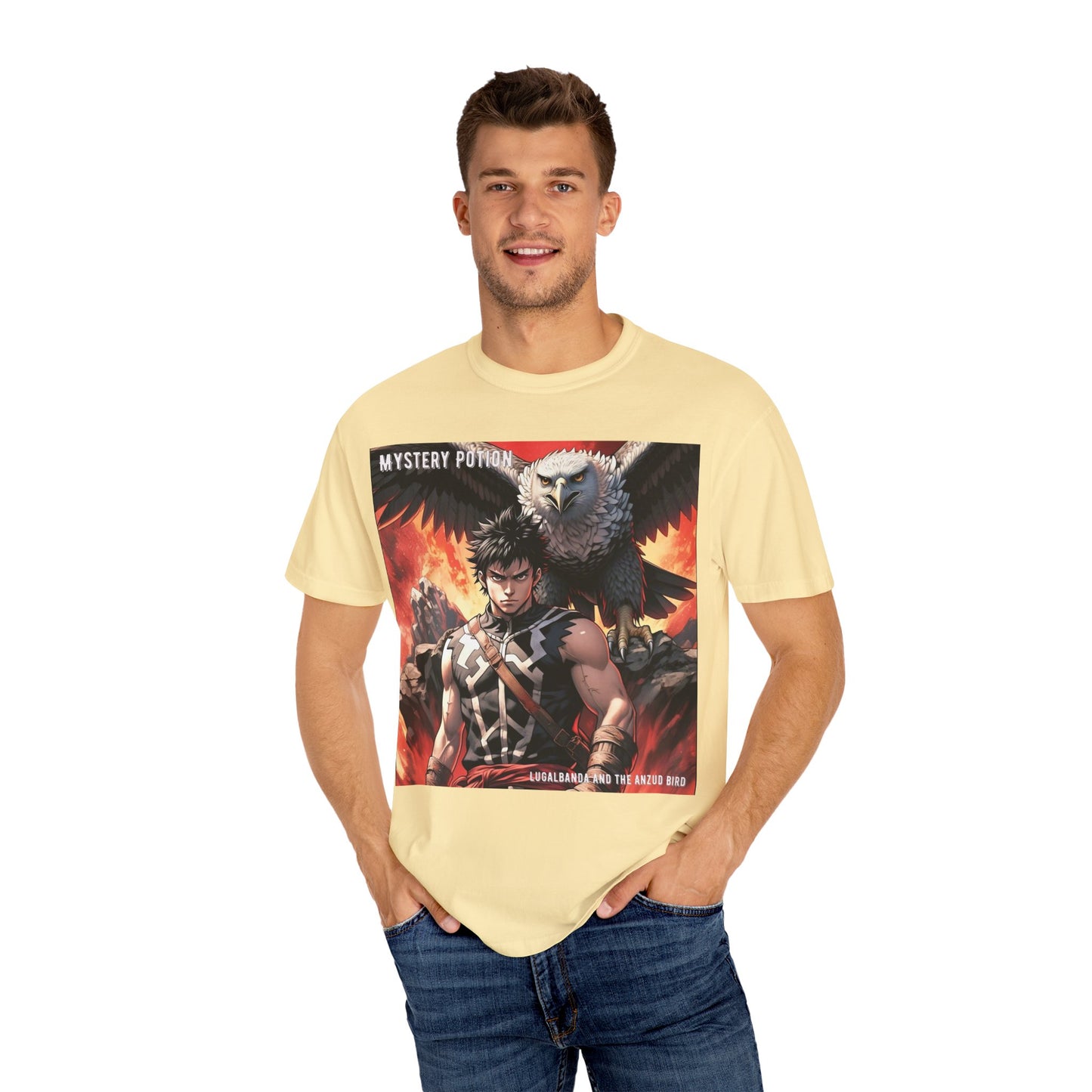 Unisex Anime Graphic T-Shirt, Mystery Potion Art Tee, Vintage Style, Casual Wear, Gift for Fans, Streetwear Apparel