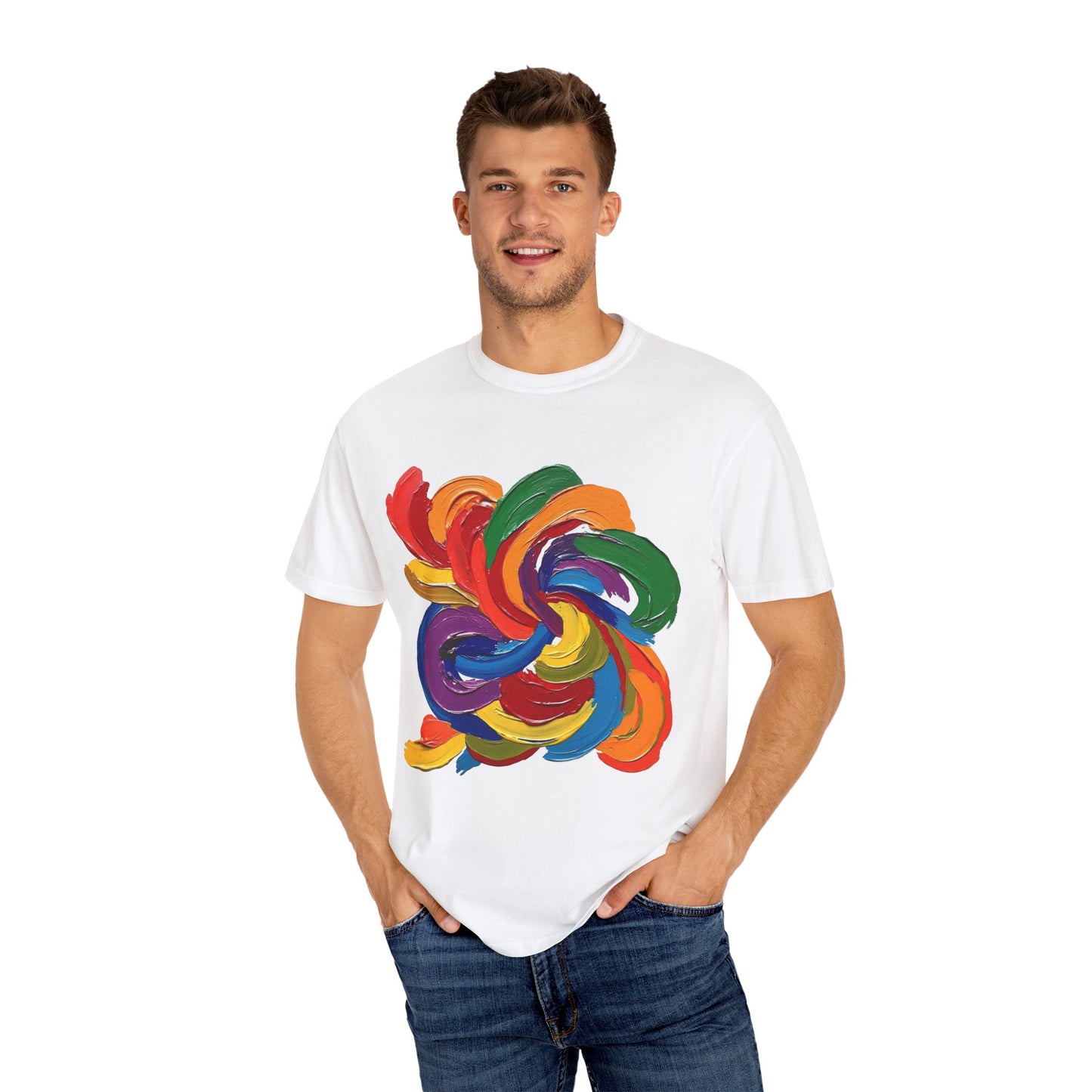 Colorful Swirl Unisex T-Shirt, Vibrant Art Tee, Casual Wear, Gift for Artists, Statement Shirt, Summer Outfit
