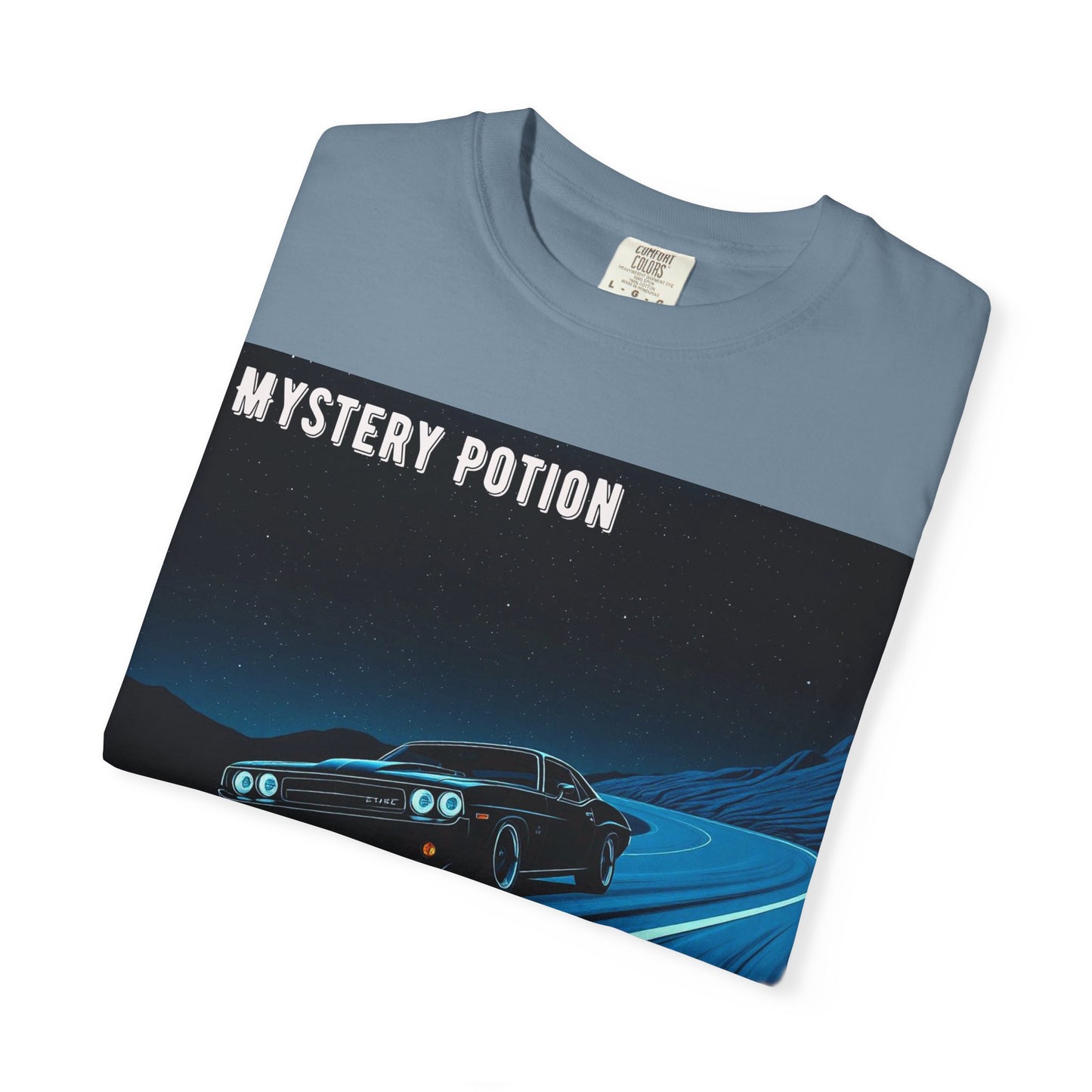 Mystery Potion Muscle Car T-Shirt | Unisex Garment-Dyed Tee, Vintage Car Lover Gift, Perfect for Car Shows, Birthday Gift, Casual Wear