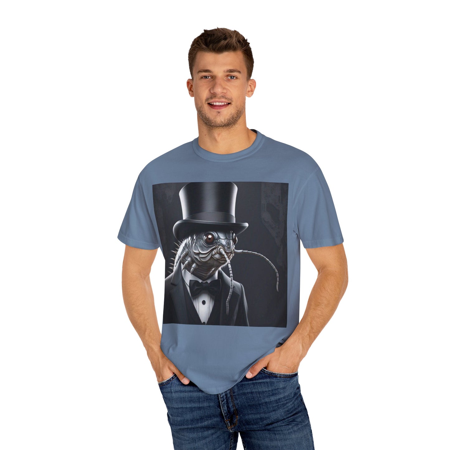 Whimsical Silver Fish Gentleman T-shirt | Fun Gift for Aquatic Lovers, Unique Humor Shirt, Casual Wear, Creative Outfit
