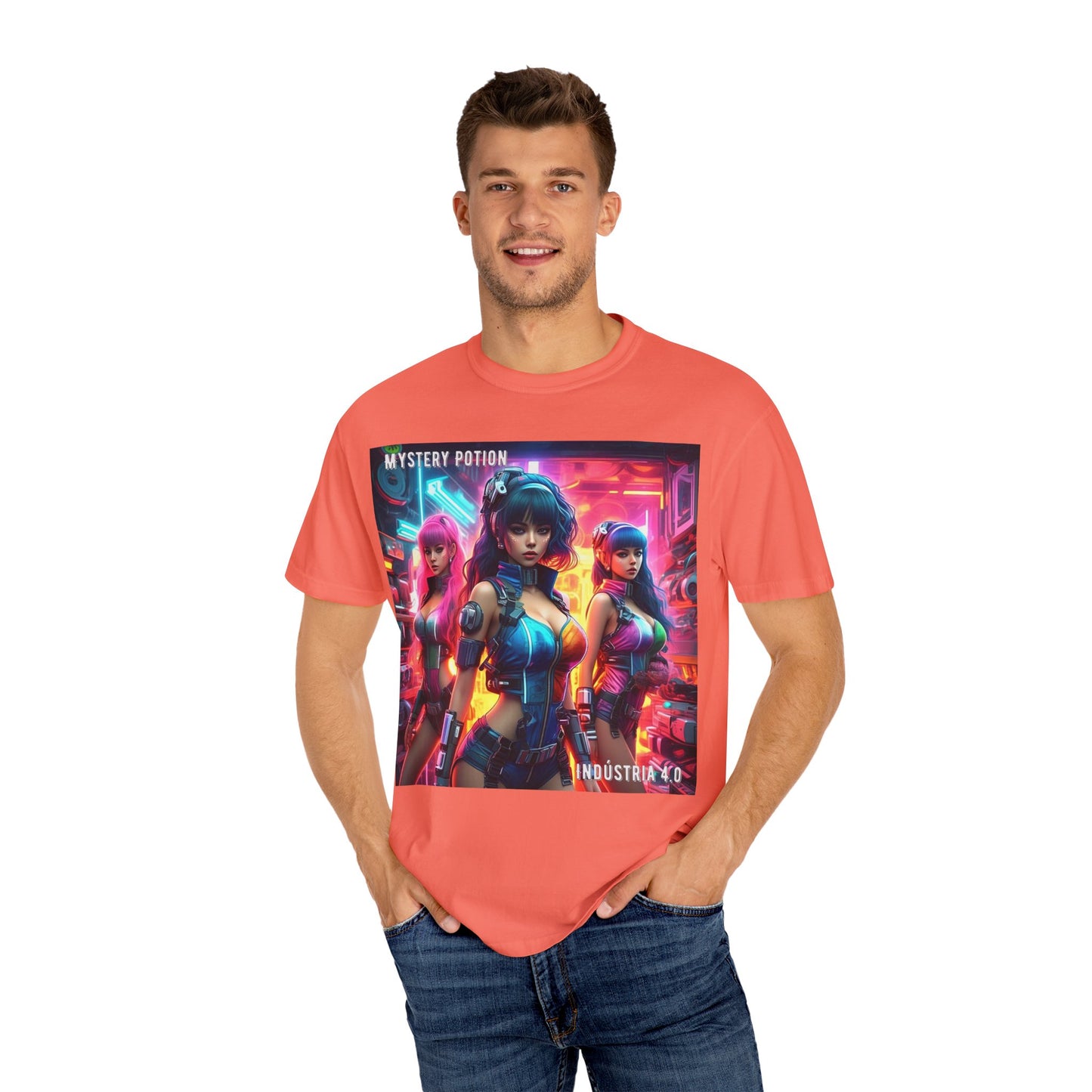 'Indústria 4.0' by Mystery Potion Unisex Garment-Dyed T-shirt, Cyberpunk T-shirt, Gamer Apparel, Unique Graphic Tee, Gift for Fans