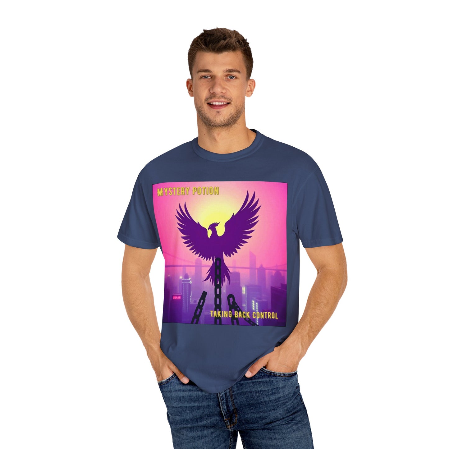 'Taking Back Control' by Mystery Potion, Phoenix Rising, Breaking Chains Unisex T-Shirt - Taking Back Control, Graphic Tee for Casual Wear, Perfect for Festivals, Gifts, and Everyday Style
