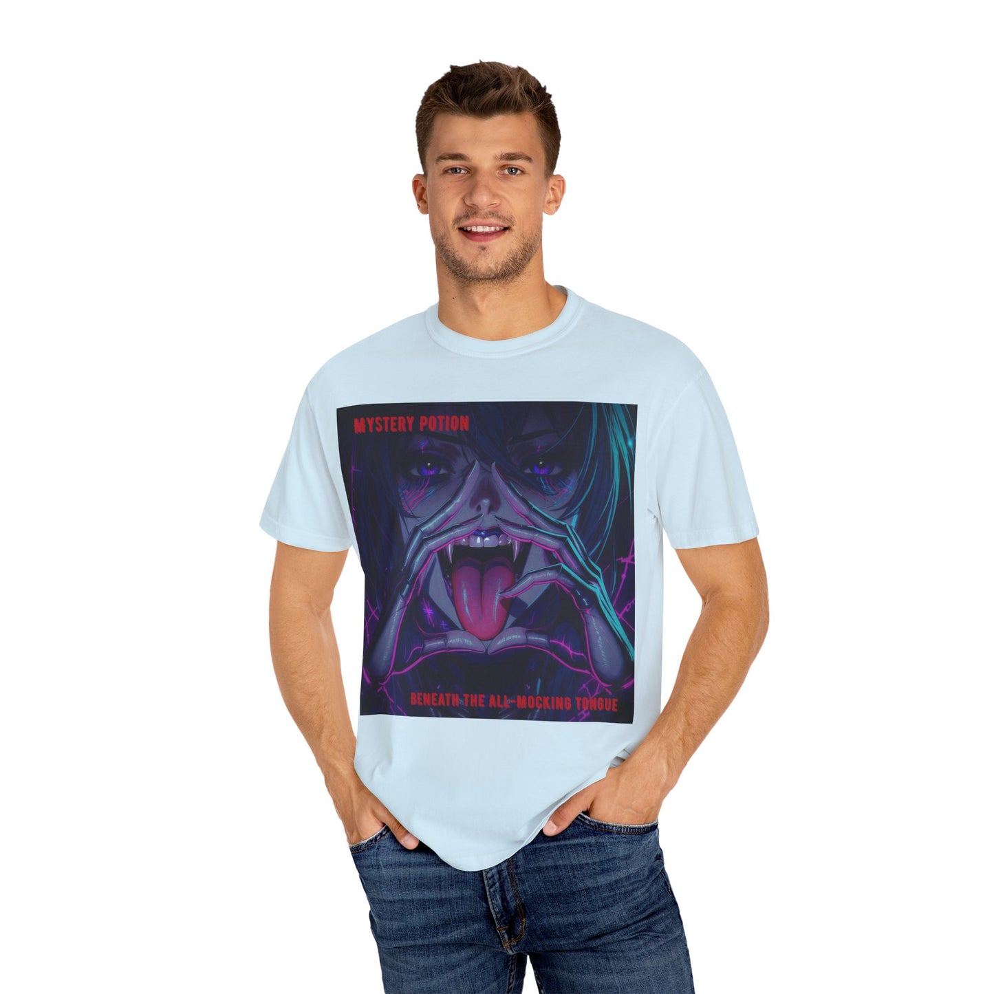 'Beneath The All-Mocking Tongue' by Mystery Potion Unisex Garment-Dyed T-shirt
