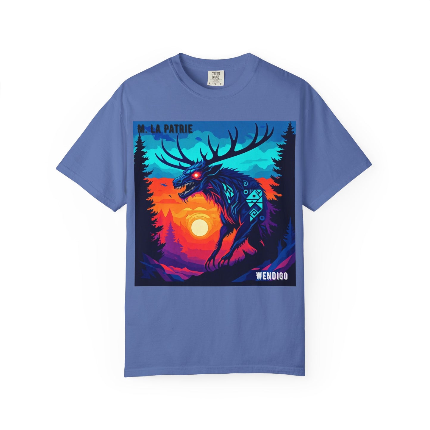 'Wendigo' par M. La Patrie, Vibrant First Nations Style Graphic T-Shirt, Unique Art Tee for Nature Lovers, Gift for Halloween, Cozy Casual Wear, Unisex Shirt