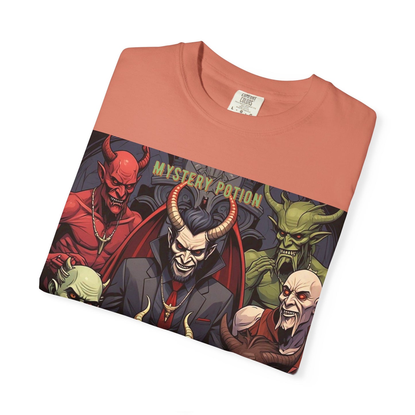 'Lucifer's Legion' by Mystery Potion, Unisex T-Shirt, Devil-Inspired Tee, Halloween Shirt, Comic Book Merch, Gift for Fans
