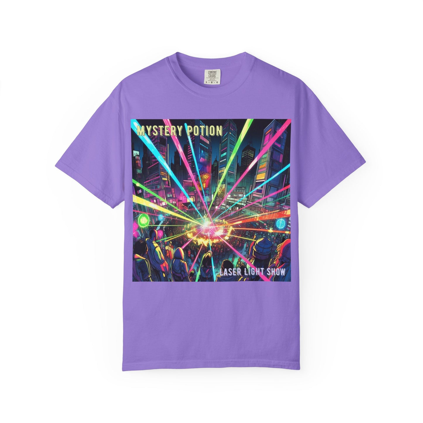 Mystery Potion Laser Light Show Tee, Unisex Graphic T-Shirt, Festival Wear, Concert Shirt, Party Outfit, Colorful Apparel