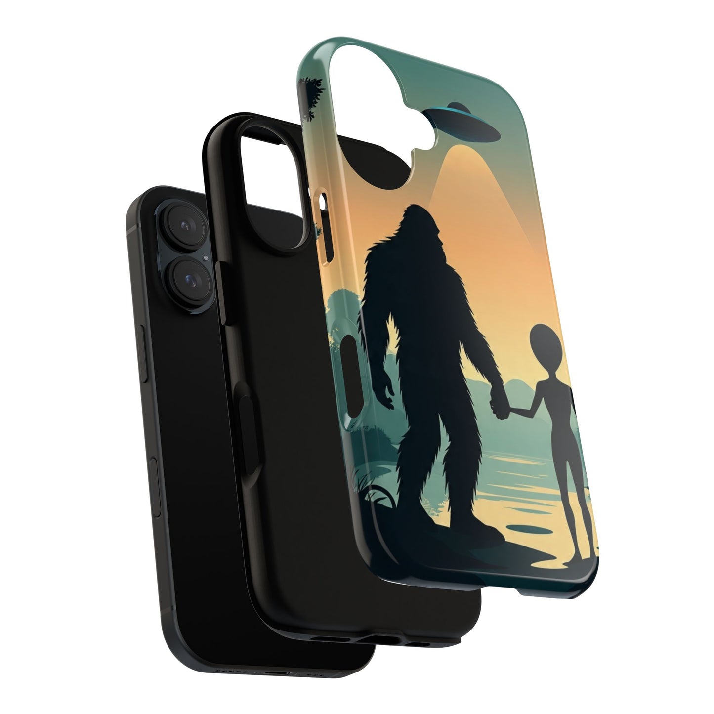 Bigfoot Alien Phone Case, Unique Tough Phone Cover, Gift for UFO Lovers, Geeky Phone Accessory, Adventure Phone Protector