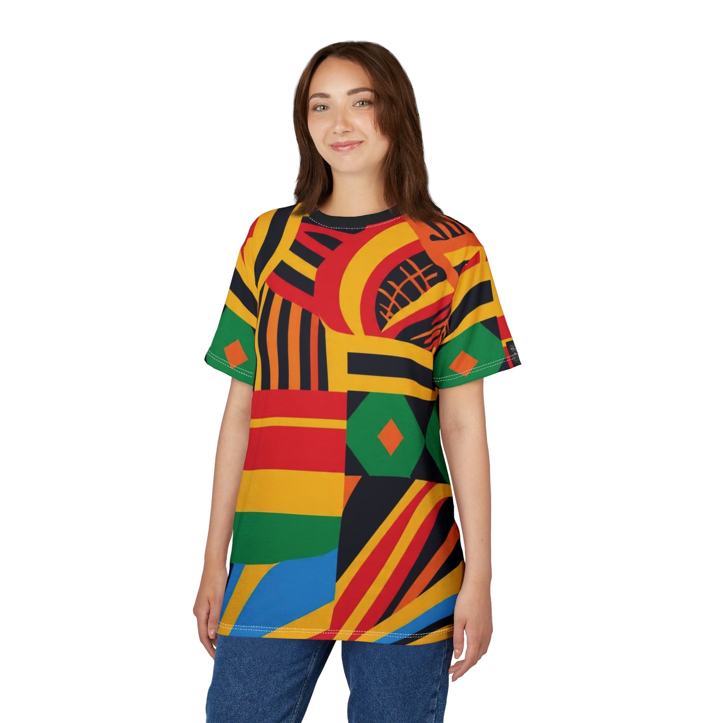 Vibrant Unisex South African Style Graphic Tee | Colorful AOP T-Shirt, Fun Casual Wear, Unique Art Tee, Gift for Art Lovers, Everyday Fashion