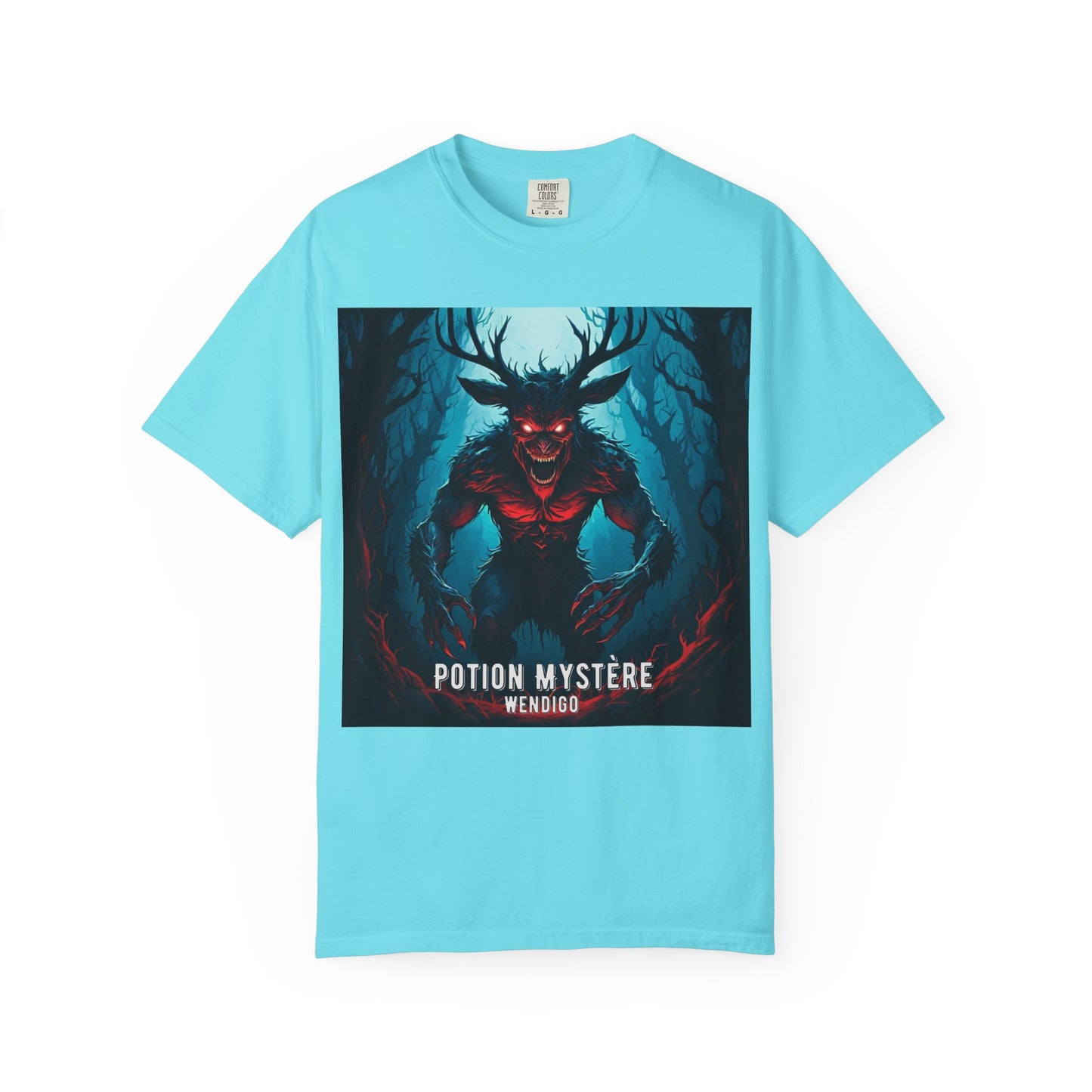 Mystical Wendigo T-Shirt, Unisex Garment-Dyed Tee, Potion Mystère Shirt, Halloween Apparel, Unique Graphic Tee