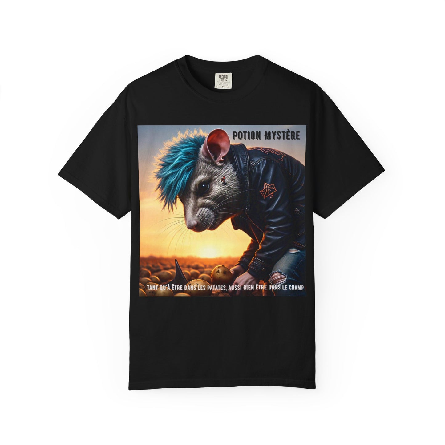 Mystical Punk Rat Toiling The Field Graphic T-Shirt | Unisex, Art Tee, Unique Animal Print, Gift for Animal Lovers, Casual Wear