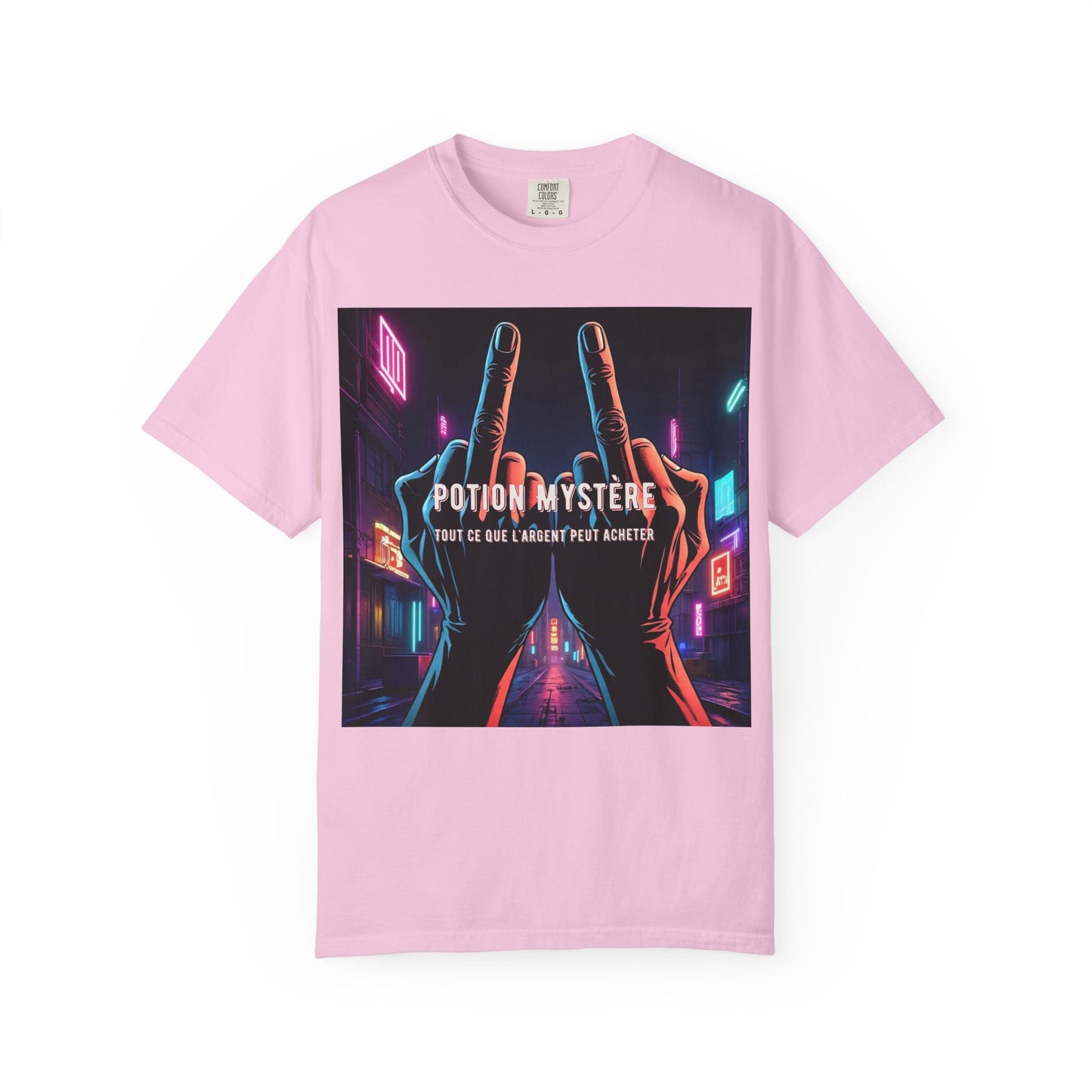 'Tout Ce Que L'Argent Peut Acheter' par Potion Mystère, Two Fingers Up Unisex T-Shirt with Artistic Graphic Design, Casual Wear, Streetwear Style, Gift for Art Lovers, Unique Graphic Tee, [...]