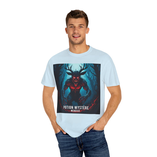 Mystical Wendigo T-Shirt, Unisex Garment-Dyed Tee, Potion Mystère Shirt, Halloween Apparel, Unique Graphic Tee