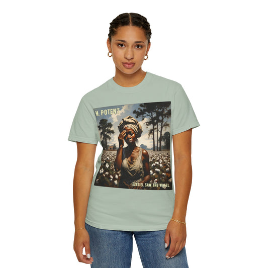 'Ezekiel Saw the Wheel' by M. Potent, Vintage-Inspired Unisex T-Shirt with Artistic Design, Casual Wear, Gift for Art Lovers, Music Events, Everyday Fashion