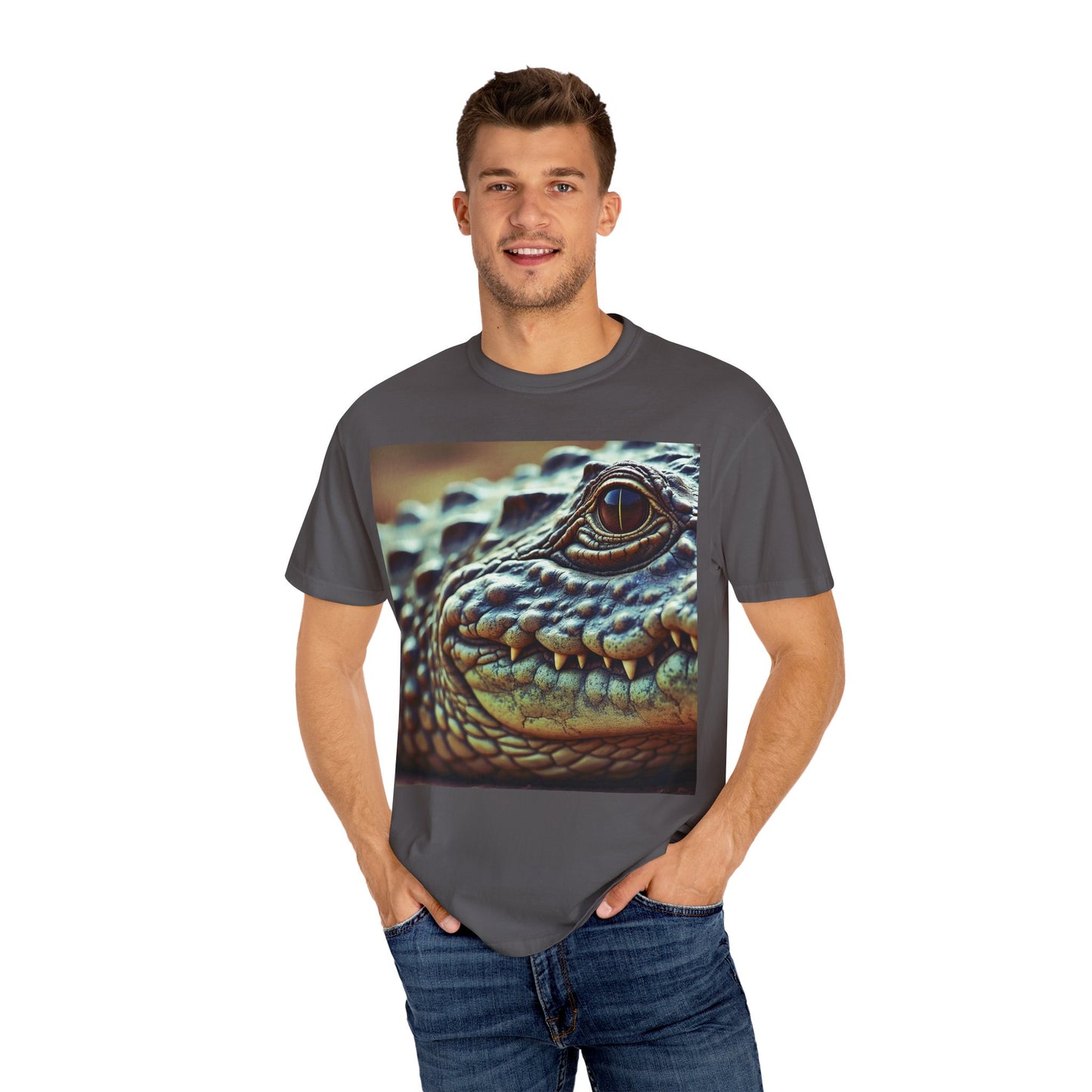 Aligator Unisex Garment-Dyed T-Shirt with Lizard Design, Cool Animal Tee for Nature Lovers, Gift for Her, Him, Birthday, Outdoor Enthusiasts
