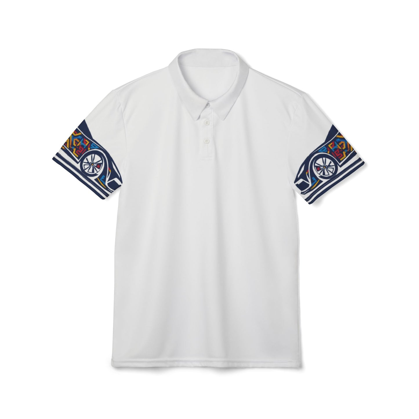 Stylish Unisex Sports car graphic Polo Shirt with Colorful AOP Sleeves, Casual Wear, Summer Fashion, Gift for Him/Her, Everyday Comfort