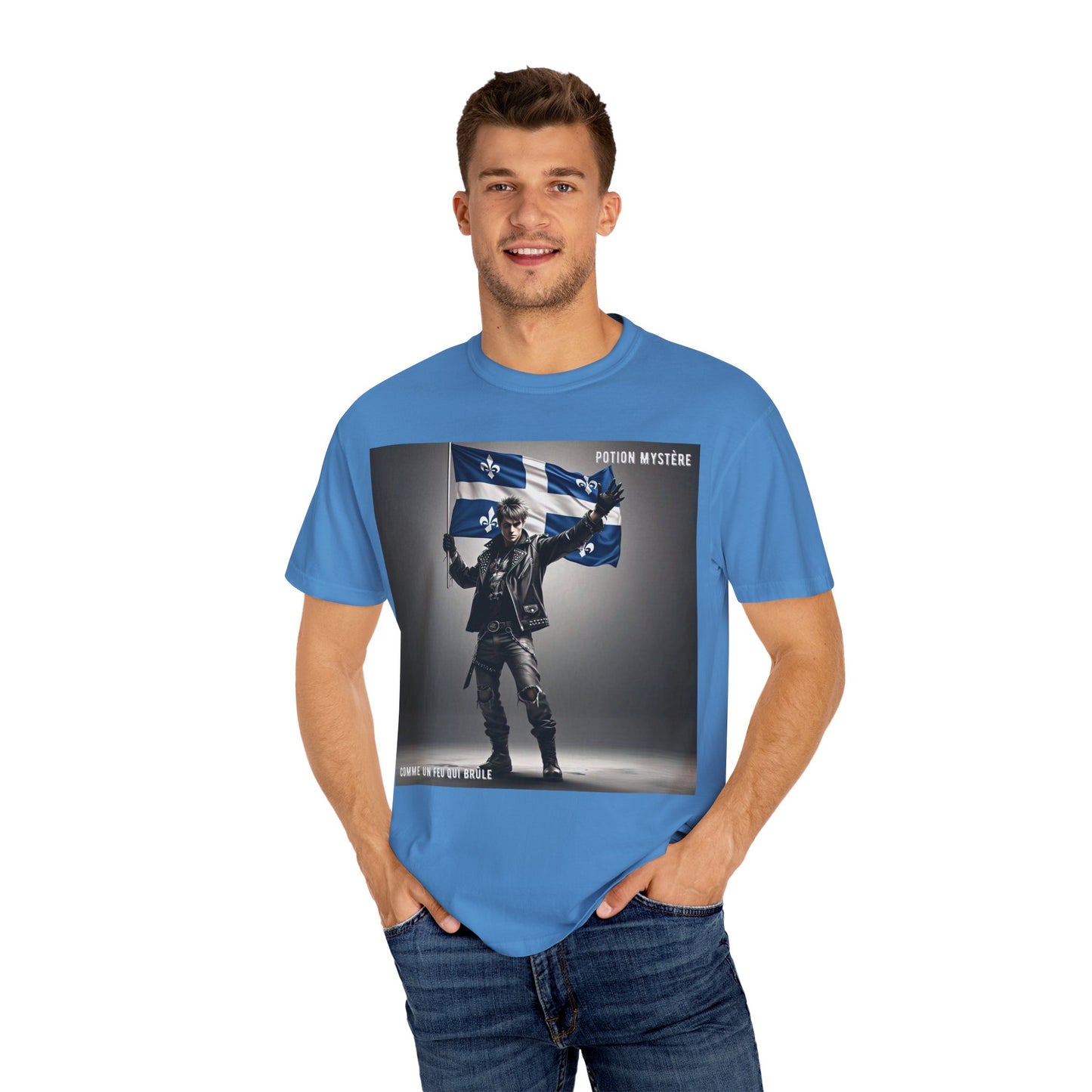 Vibrant Unisex Garment-Dyed T-Shirt, Cozy Casual Wear, Perfect Gift for Men & Women, Statement Tee for Quebec Patriotic Celebrations