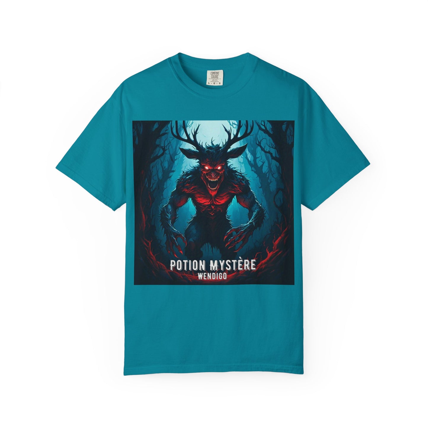 Mystical Wendigo T-Shirt, Unisex Garment-Dyed Tee, Potion Mystère Shirt, Halloween Apparel, Unique Graphic Tee