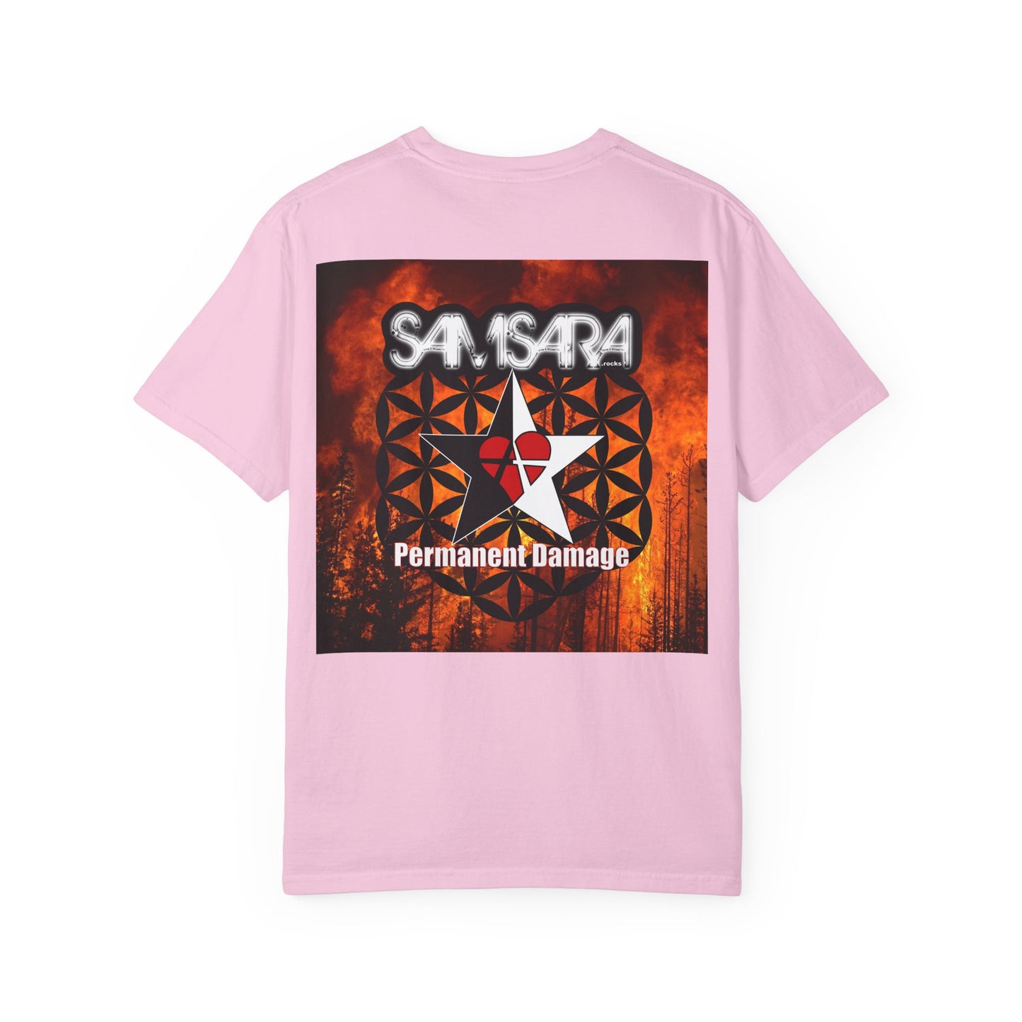 Samsara Heart Permanent Damage Unisex T-Shirt, Trendy Graphic Tee, Streetwear Style, Casual Apparel, Perfect for Music Festivals, Unique Gift Idea