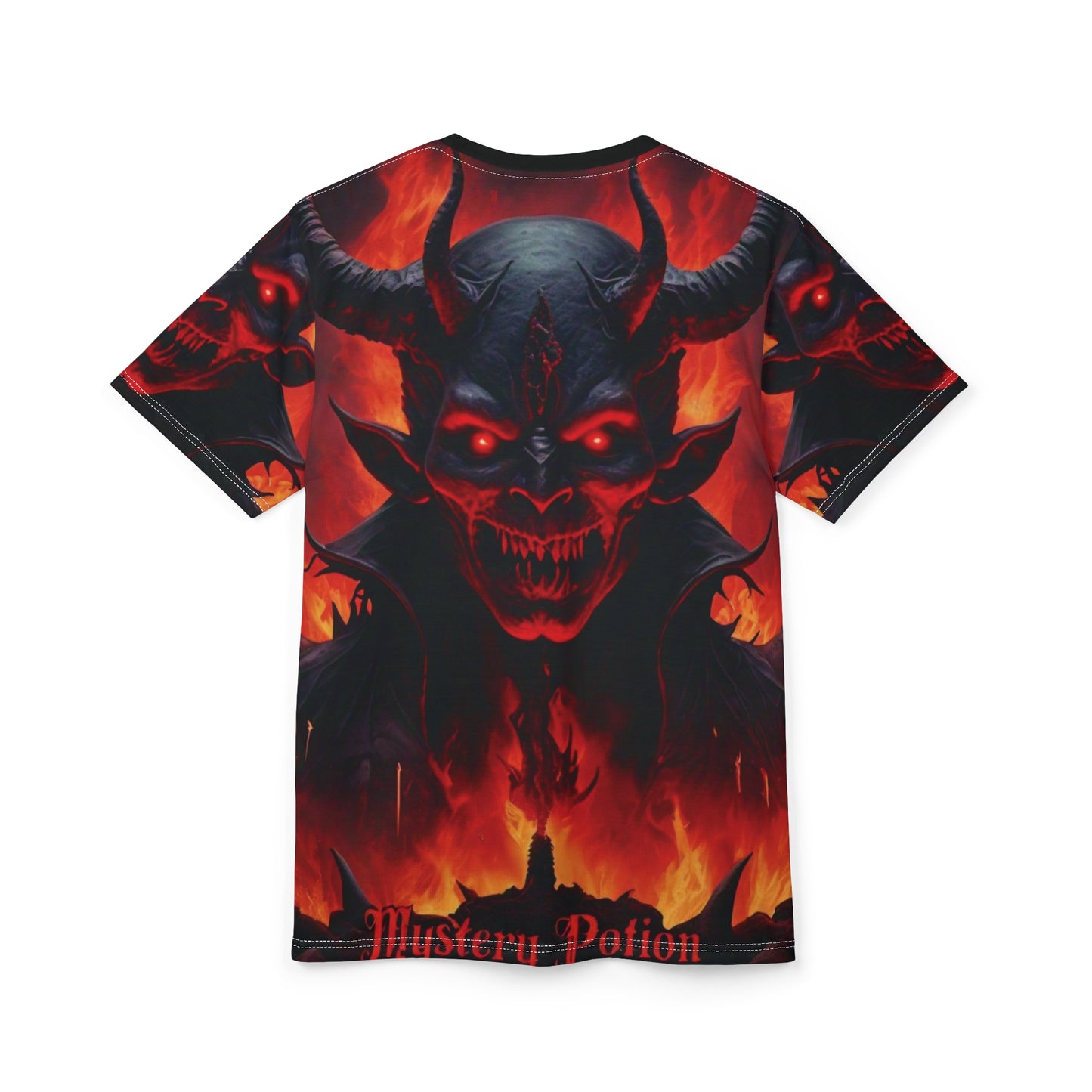 Demon Graphic Tee, Unisex Cut & Sew Shirt, Mystical Apparel, Halloween Costume, Dark Fantasy Clothing, Unique Gift Idea