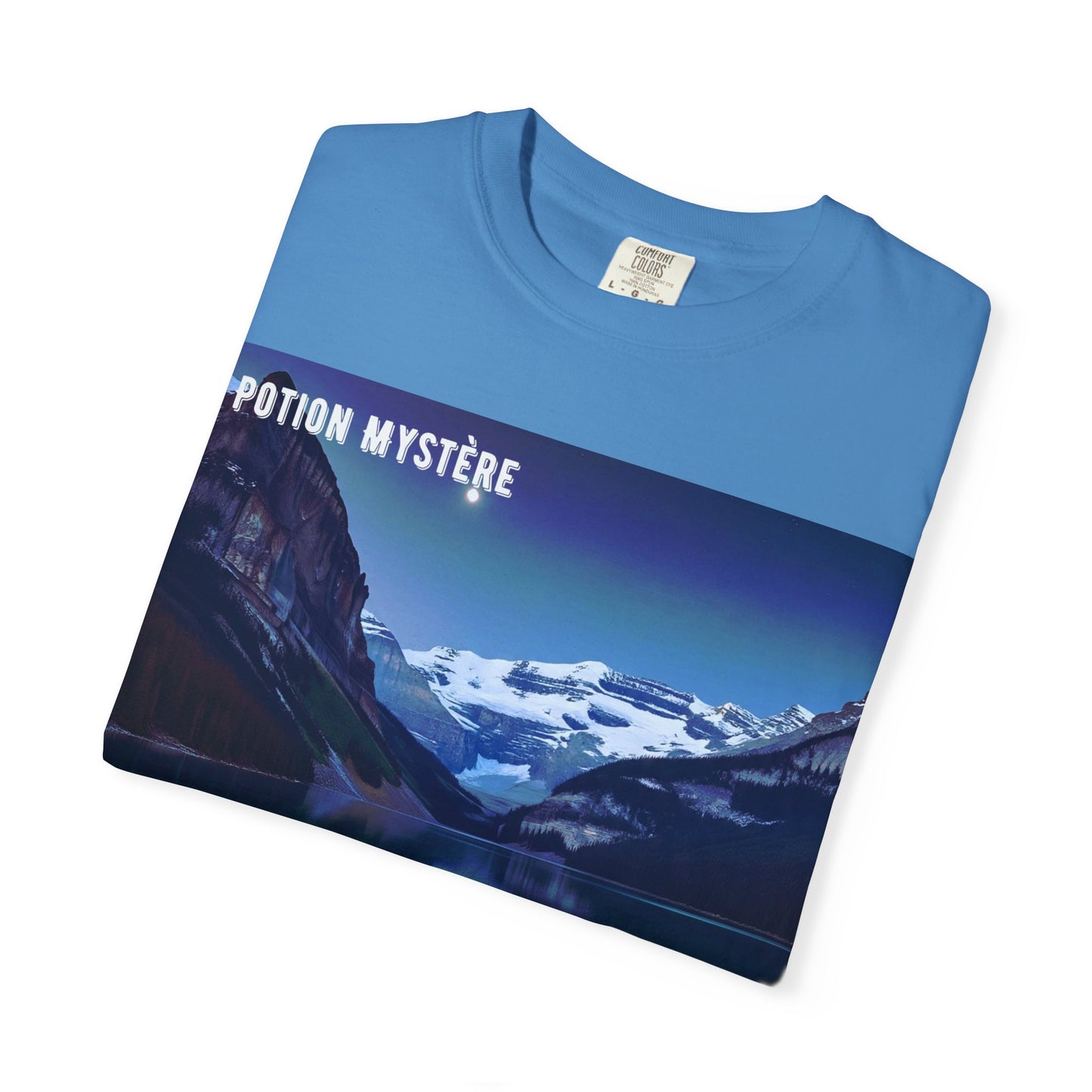 Mystical Lake Louise T-Shirt, Unisex Garment-Dyed Tee, Nature Lover Gift, Serenity in Adventure Apparel, Travel Fashion, Cool Summer Shirt