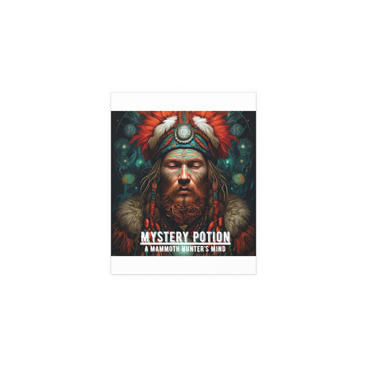 'A Mammoth Hunter's Mind' by Mystery Potion, Mystical Shaman Silk Poster, Vintage Wall Art, Home Decor, Gift for Nature Lovers, Dreamy Bedroom Artwork
