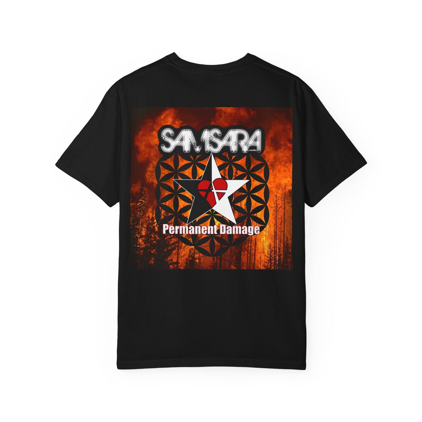 Samsara Heart Permanent Damage Unisex T-Shirt, Trendy Graphic Tee, Streetwear Style, Casual Apparel, Perfect for Music Festivals, Unique Gift Idea