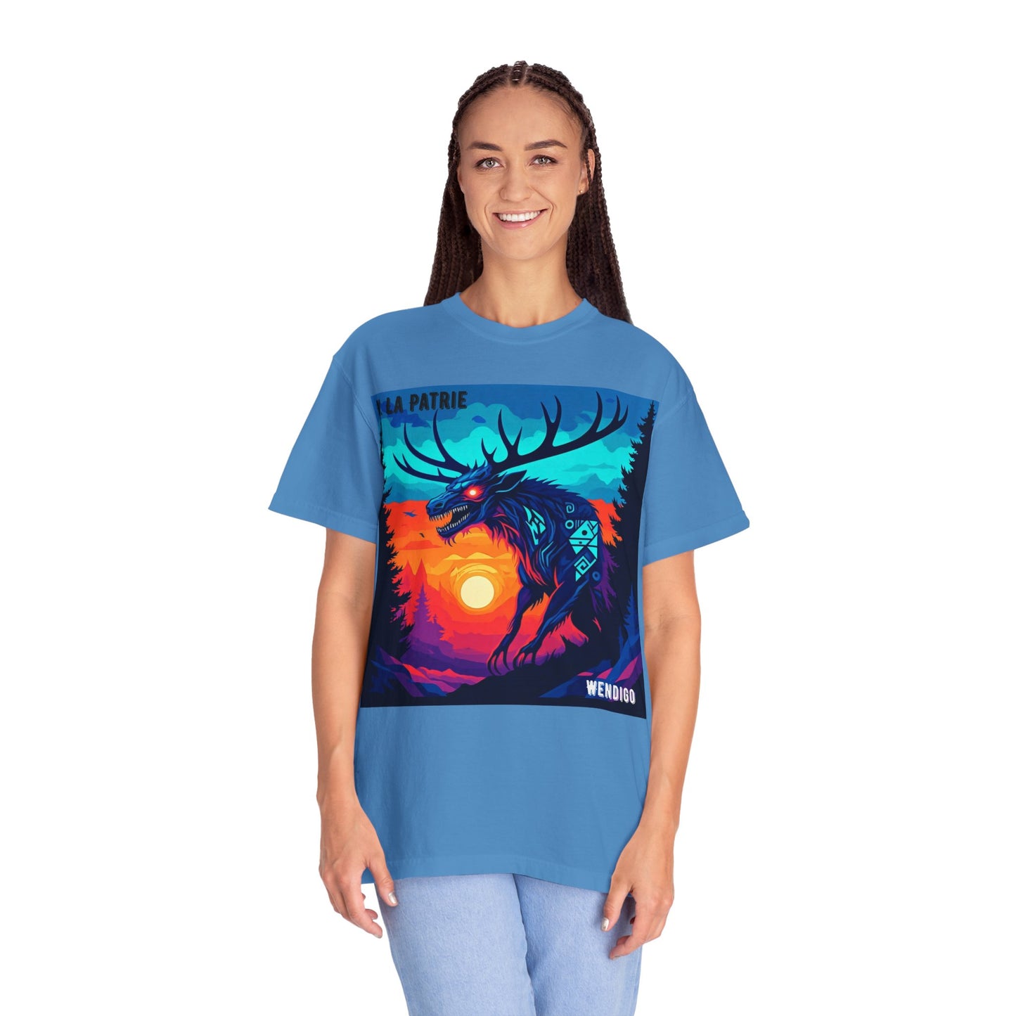 'Wendigo' par M. La Patrie, Vibrant First Nations Style Graphic T-Shirt, Unique Art Tee for Nature Lovers, Gift for Halloween, Cozy Casual Wear, Unisex Shirt