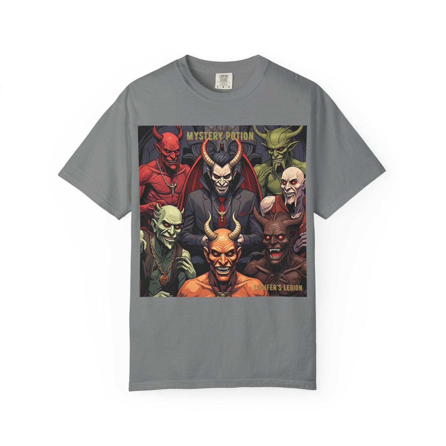 'Lucifer's Legion' by Mystery Potion, Unisex T-Shirt, Devil-Inspired Tee, Halloween Shirt, Comic Book Merch, Gift for Fans