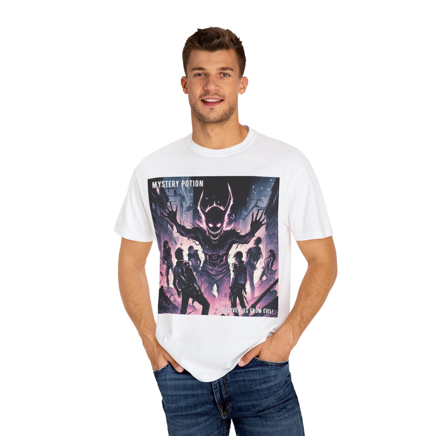 Mystery Potion Evil Satanic Graphic Tee, Unisex T-Shirt for Gamers, Cosplay Costume, Casual Wear, Unique Devilish Gift Idea