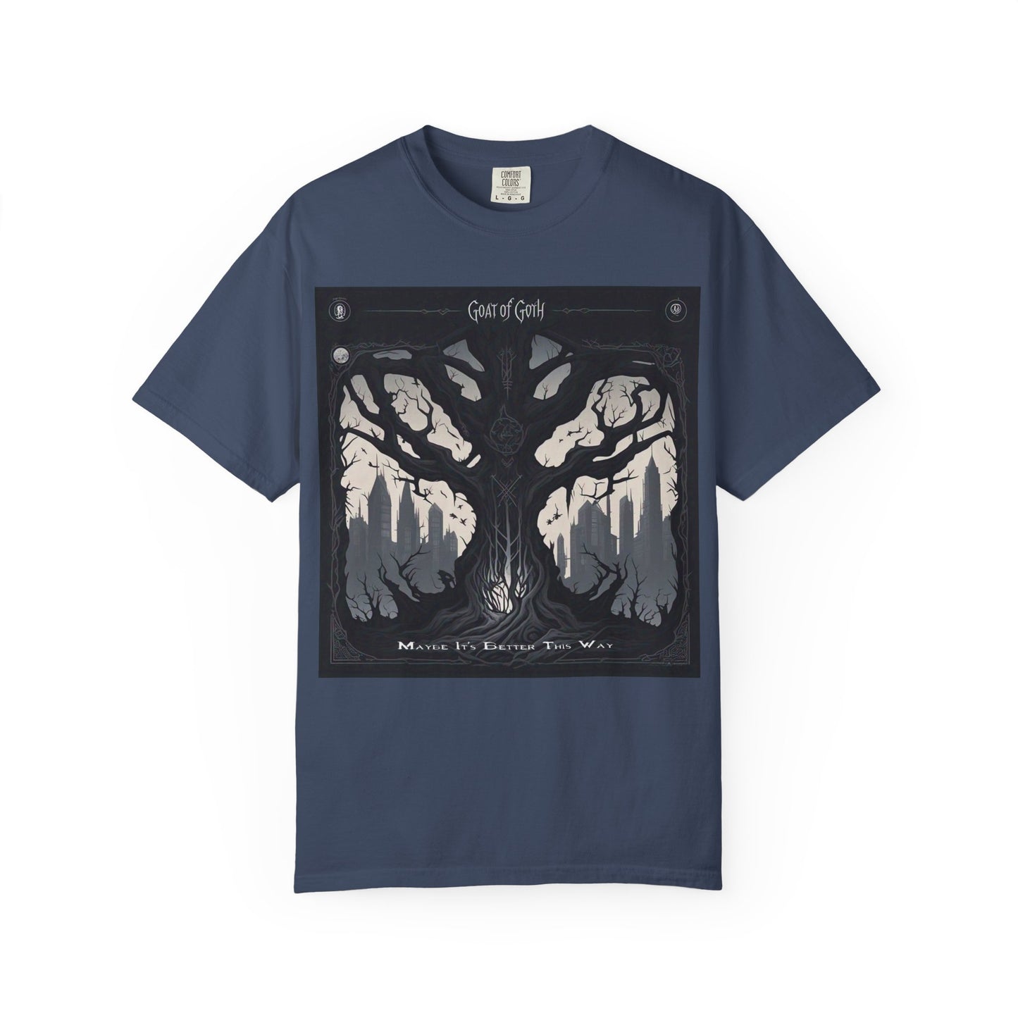 Gothic Tree T-Shirt, GOAT of Goth Unisex Cotton Tee for Nature Lovers, Unique Graphic Tee, Perfect for Festivals, Gift for Adventurers, Eco-Friendly Wear