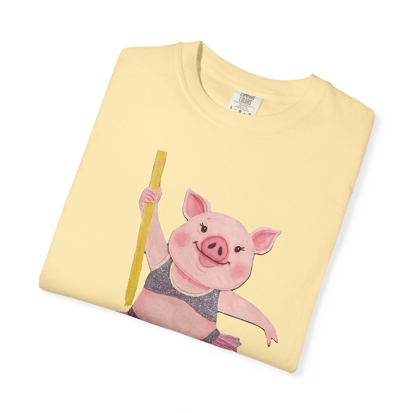 'Playful Pig' T-Shirt, Fun Graphic Tee, Animal Lover Gift, Unique Apparel, Funny T-Shirt, Cute Pig Shirt, Pole-Dancers and Pole Dancing Pig.