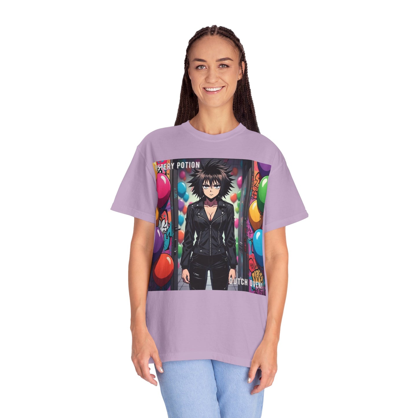 Mystery Potion's 'Dutch Oven', Whimsical Grabber Style Anime Graphic T-shirt featuring Bold Art, Anime Style Tee, Unisex Casual Wear, Gift for Friends, Trendy Statement Shirt