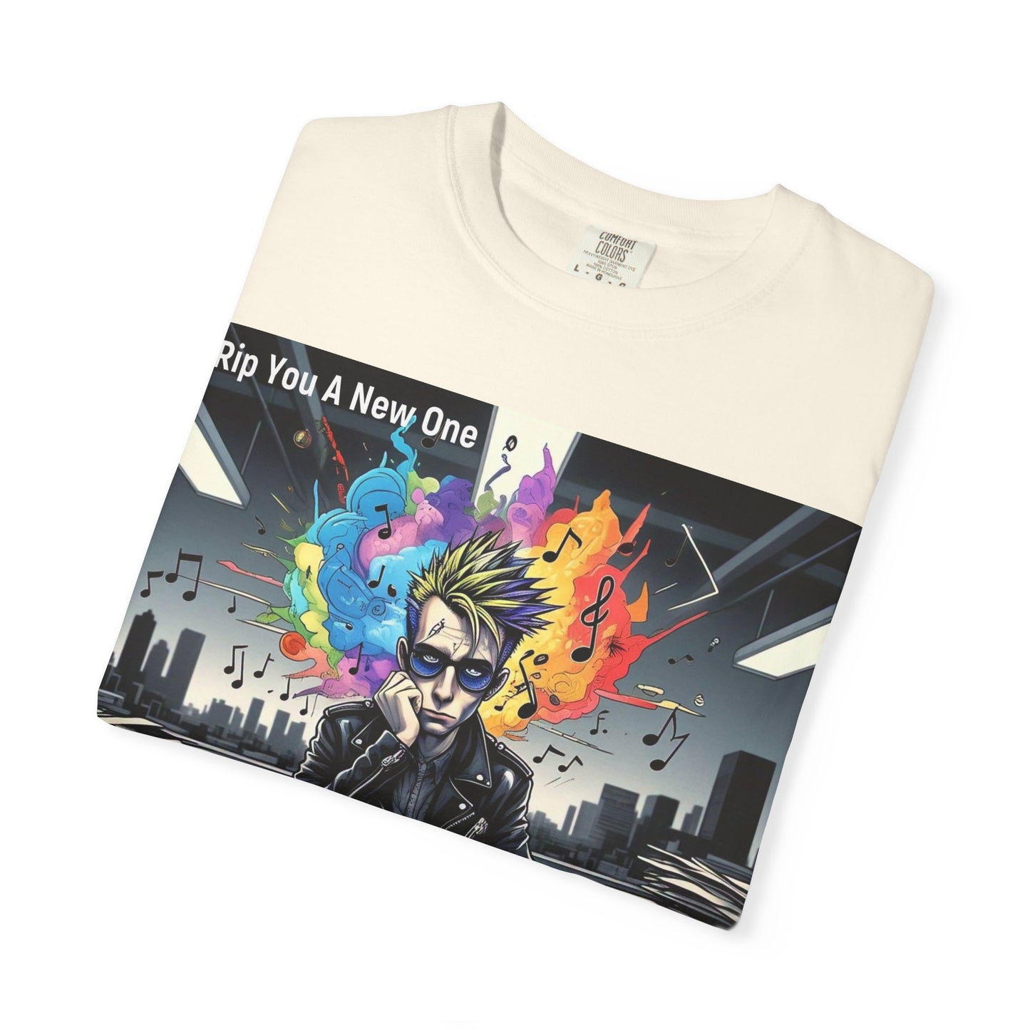 Colorful Creative T-Shirt - Rip You A New One Graphic Tee, Unisex Design for Artists, Music Lovers, Gift for Holidays, Casual Wear