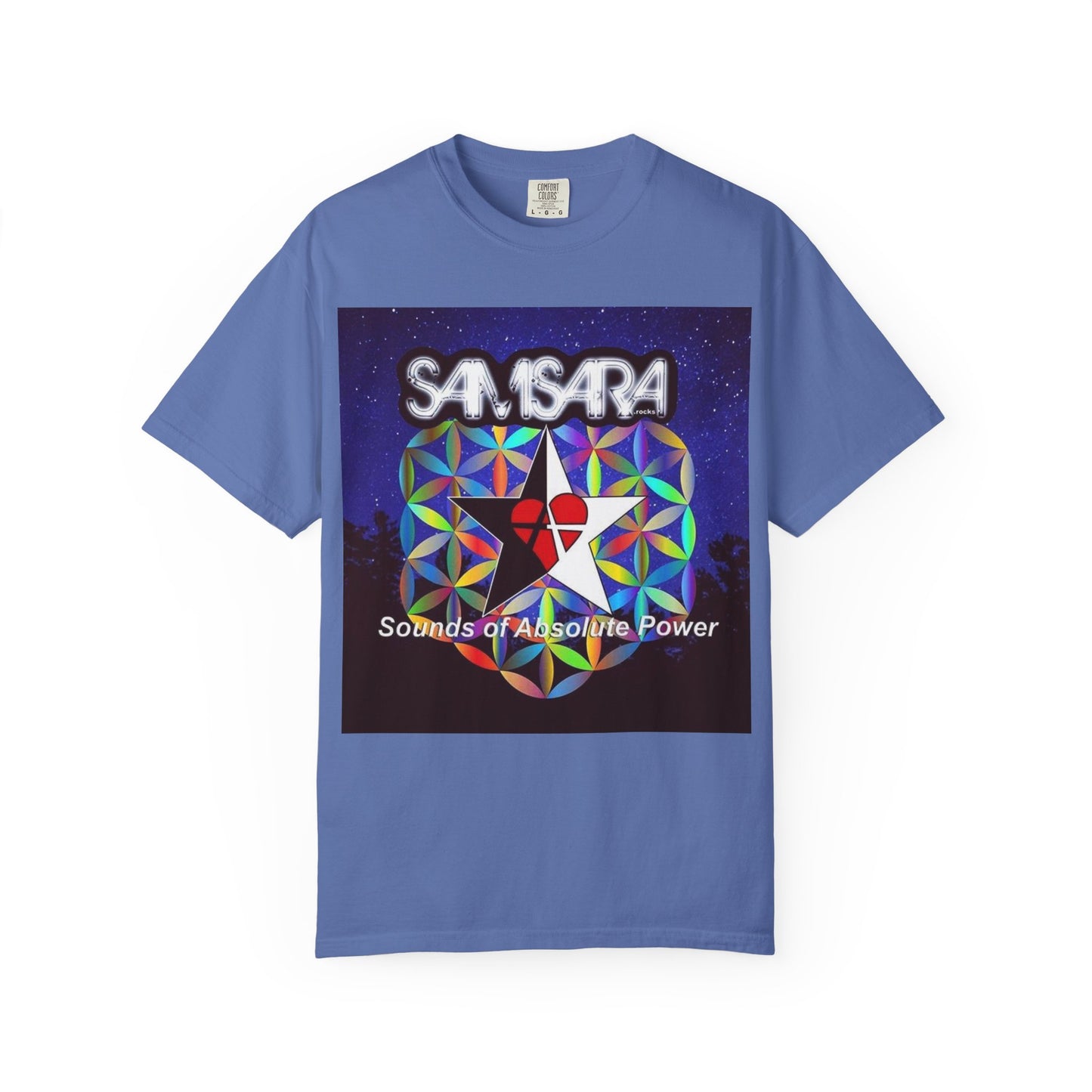 Sounds Of Absolute Power by Samsara Vibrant Graphic T-Shirt for Nature Lovers, Unisex Tee, Festival Wear, Gift for Music Enthusiasts, Bohemian Style Apparel