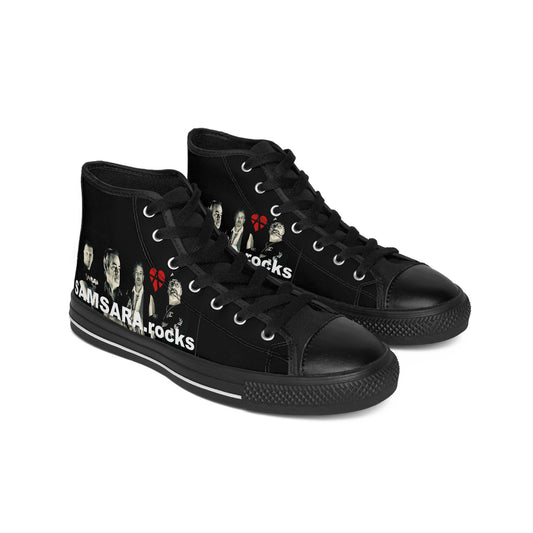'SAMSARA Rocks' Stylish High-Top Sneakers for Music Lovers, Unique Comfy Shoes, Casual Footwear, Perfect Gift for Raves, Festivals, Everyday Wear