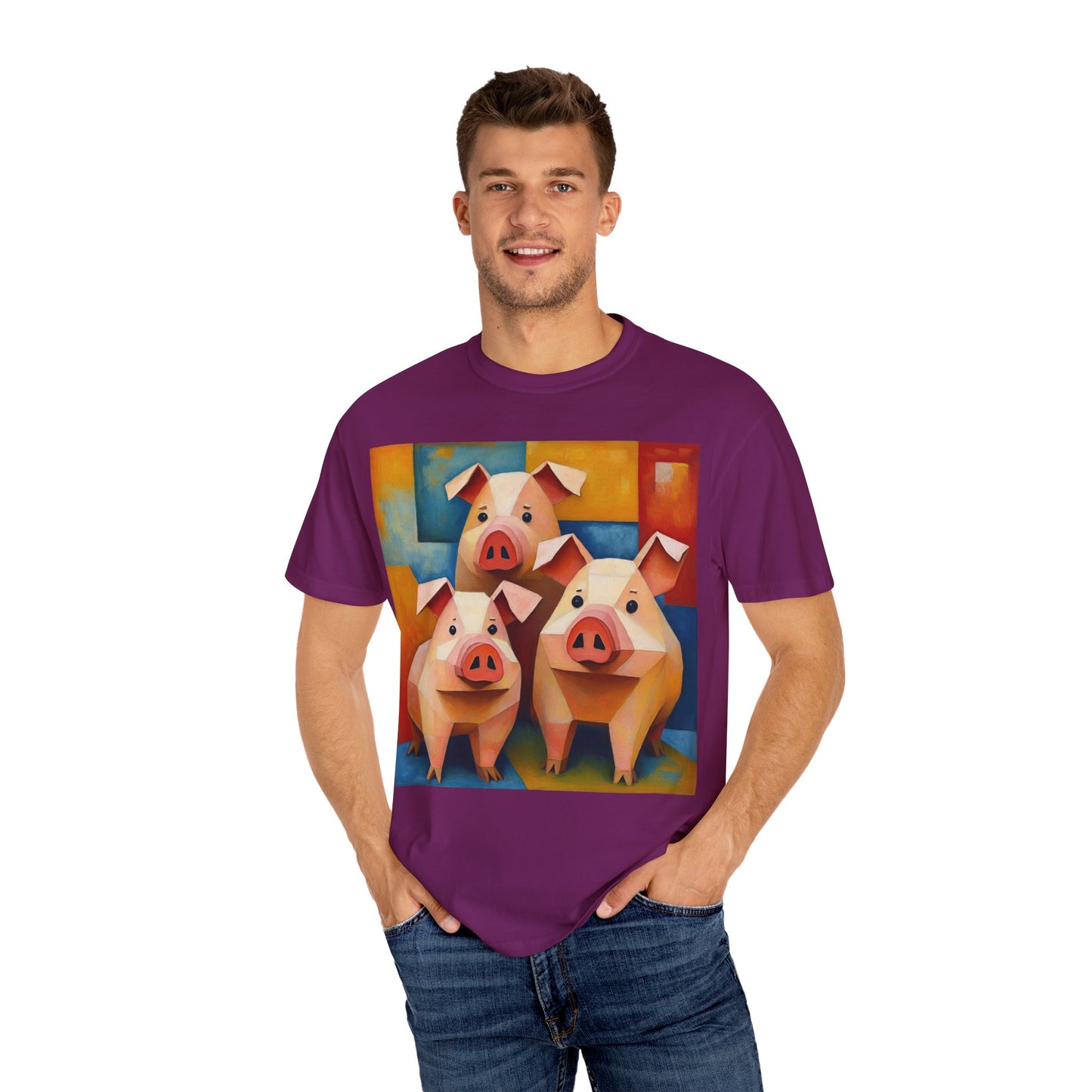 Pig Art T-Shirt, Funny Farm Tee, Animal Lover Gift, Unisex Graphic Tee, Cute Farmhouse Style, Casual Everyday Wear