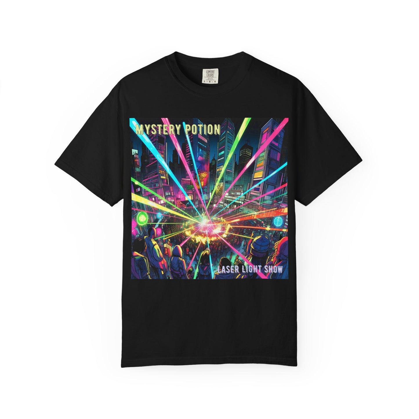 Mystery Potion Laser Light Show Tee, Unisex Graphic T-Shirt, Festival Wear, Concert Shirt, Party Outfit, Colorful Apparel