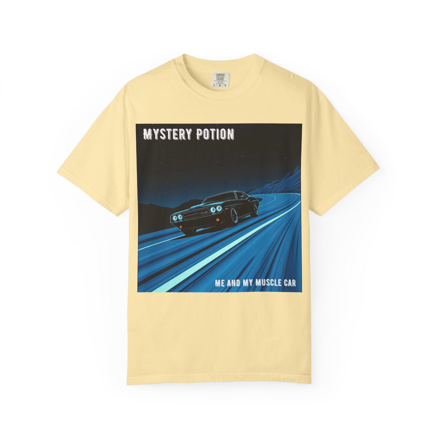 Mystery Potion Muscle Car T-Shirt | Unisex Garment-Dyed Tee, Vintage Car Lover Gift, Perfect for Car Shows, Birthday Gift, Casual Wear