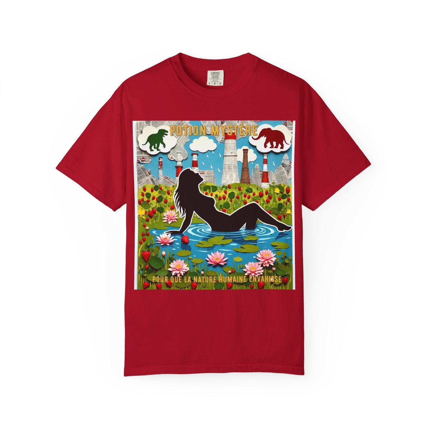 'Pour Que La Nature Humaine Envahisse' par Potion Mystère, Nature-Inspired Collage Unisex T-Shirt, Eco-Friendly Tee, Vibrant Graphic Tee, Relaxed Fit Shirt, Summer Casual Wear, Gift for Nature Lovers, Grebo Rock