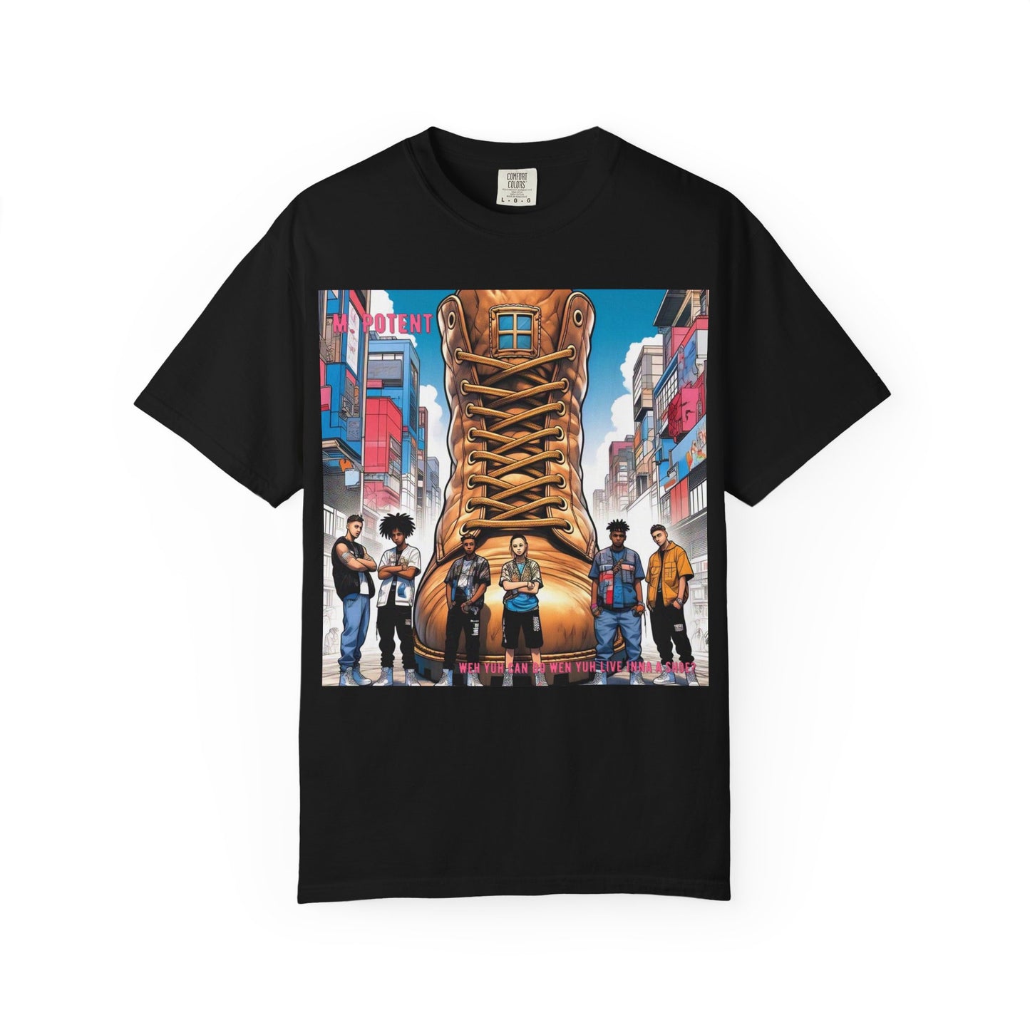 Urban-Inspired "What Can You Do When You Live In A Shoe?" Graphic Tee, Streetwear T-shirt, Casual Wear, Hip Hop Fashion, Birthday Gift, Unisex T-shirt with Bold Design