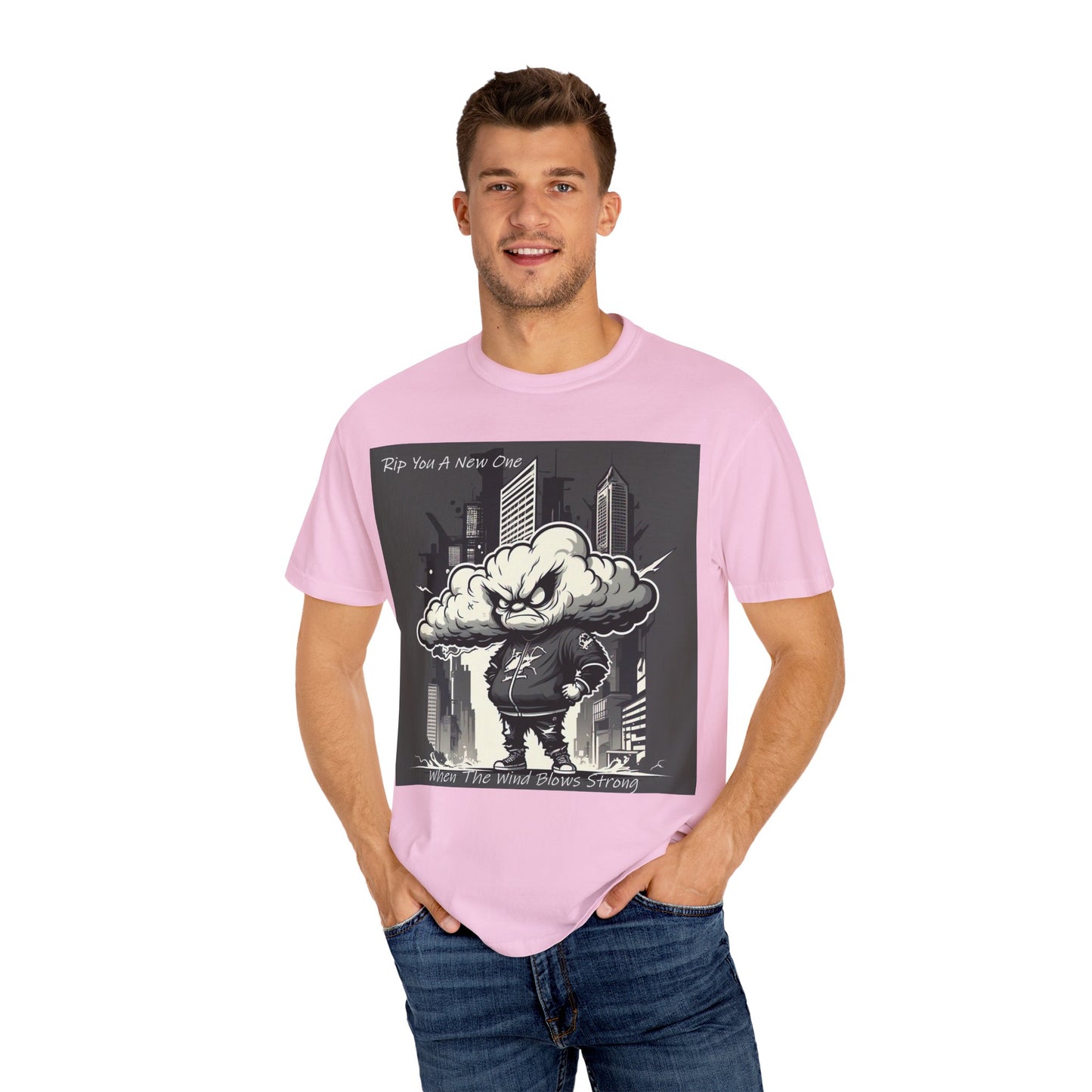 'When The Wind Blows Strong' by Rip You A New One, Urban Angry Cloud Graphic Tee, Cool Casual Wear, Street Style Unisex Shirt, Perfect Gift for Comics Lovers, Everyday Comfort